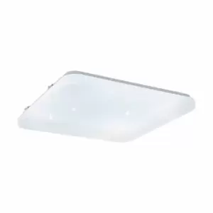 image of Eglo Square White Steel Wall Or Ceiling Light With Crystal Effect Square