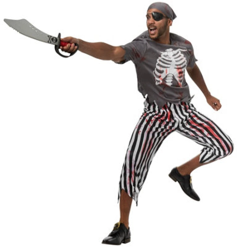 Image of Tectake Scary Pirate - Halloween Fancy Dress Costume For Men 302270 - Black/white S