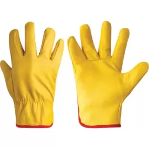 Image of Yellow Cowhide Unlined Drivers Gloves Size-10