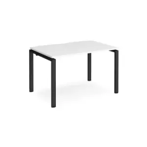 image of Bench Desk Single Person Starter Rectangular Desk 1200mm White Tops With Black Frames 800mm Depth Adapt