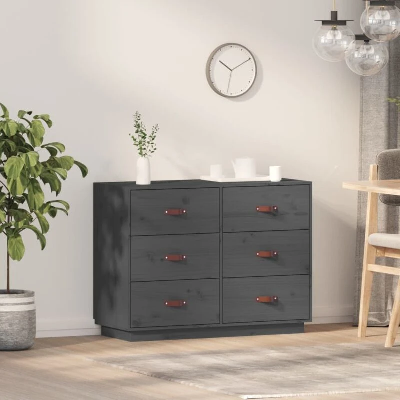 Image of VIDAXL Sideboard Grey 100x40x75cm Solid Wood Pine Vidaxl 8720287205371
