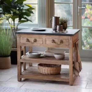 Image of Small Freestanding Kitchen Island with 2 Drawers - Callie