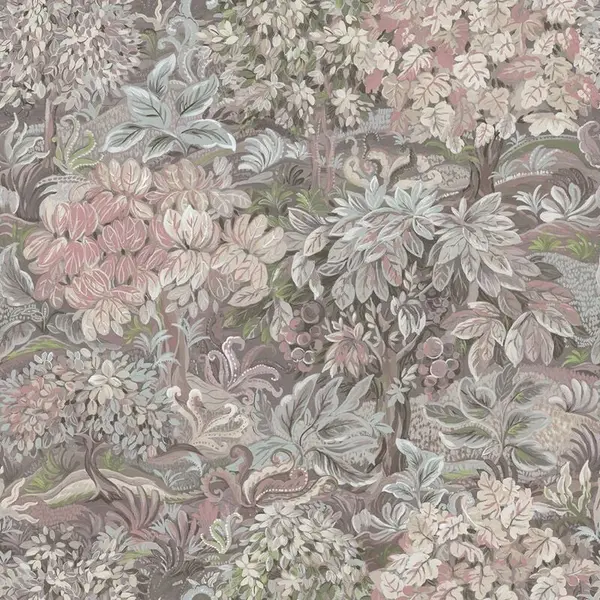 Image of YOL YOL - Enchanted Forest Wallpaper Lilac Floral Leaves Natural Botanical Feature Wall WL-13611