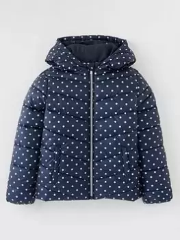 image of Only Kids Girls Talia Quilted Spot Print Jacket - Night Sky, Night Sky, Size 10 Years, Women