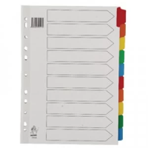 image of Nice Price A4 Mylar Divider 10-Part White With Multi-Colour Tabs WX01526