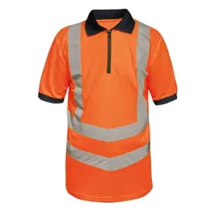 Image of Regatta Mens Hi Vis Pro Reflective Work Polo Shirt (L) (Orange/Navy)