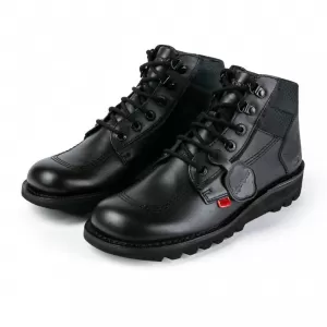 Image of Kickers Kelland Leather Lace Hi Boot - Black