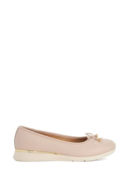 Image of Dune London Womens 'Highline' Leather Ballet Pumps in Pink Size: 8 Pink Female 8
