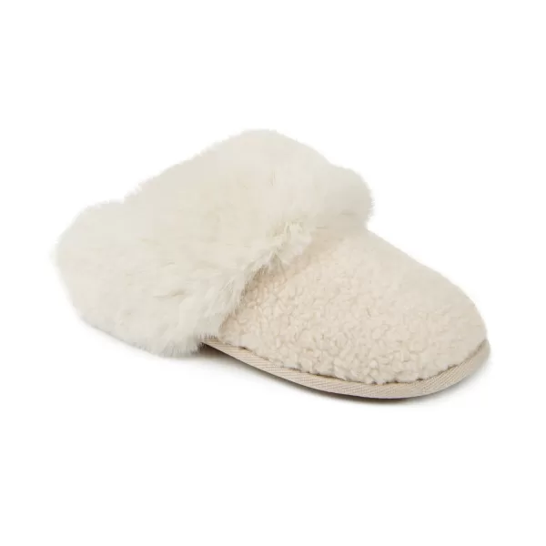 Image of totes Textured Faux Fur Cream Mule Slippers Cream