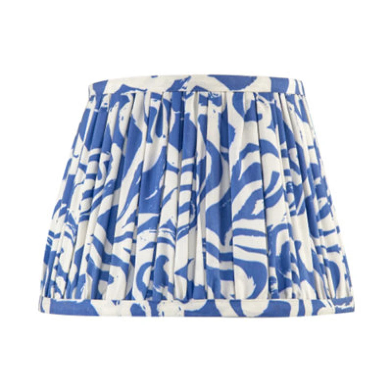 Image of Happy Homewares Modern Blue Nova Pleated Cotton Fabric Lamp Shade With Tapered Design
