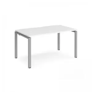 image of Adapt single desk 1400mm x 800mm - silver frame and white top