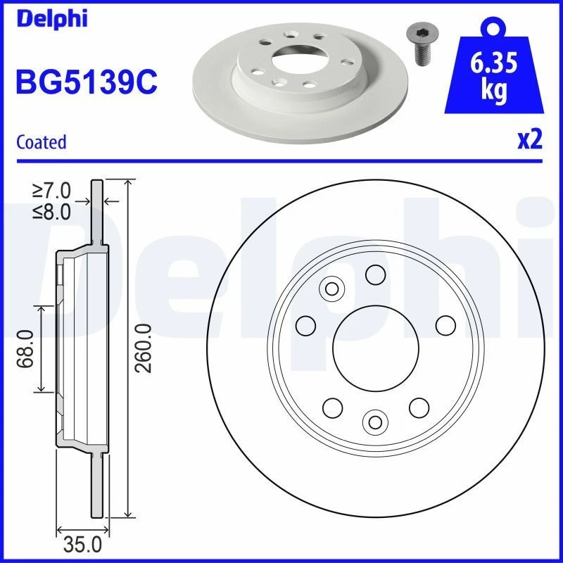 Image of DELPHI Brake disc DELPHI BG5139C