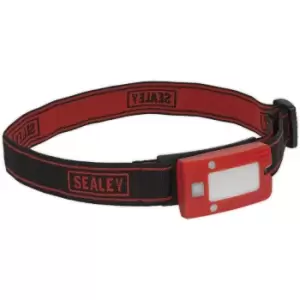 image of Red Rechargeable Head Torch - Adjustable Band - Automatic Sensor - 2W COB LED