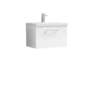 image of Nuie Arno 600mm Wall Hung 1 Drawer Vanity & Basin 1 Gloss White