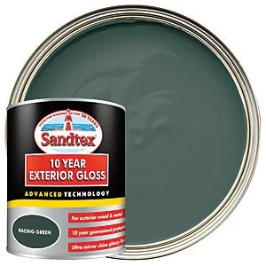 image of Sandtex 10 Year Exterior Gloss Paint Racing Green 750ml