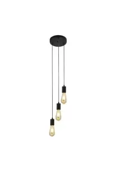 image of Squiggle 3 Light Cluster Pendant Matt Black E27