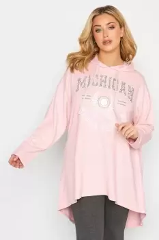 Image of 'Michigan' Slogan Longline Dip Back Hoodie