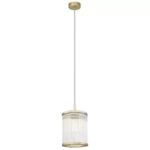 Image of Zumaline Sergio Cylindrical Pendant Ceiling Light, Matt Gold, 1x E14