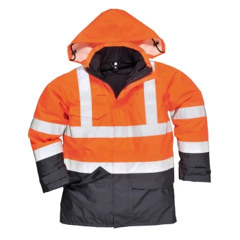 Image of Biz Flame Hi Vis Flame Resistant Rain Multi Protection Jacket Orange / Navy 2XL