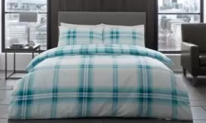 image of Gaveno Cavailia Bardsley Check Duvet Set: Single/Teal