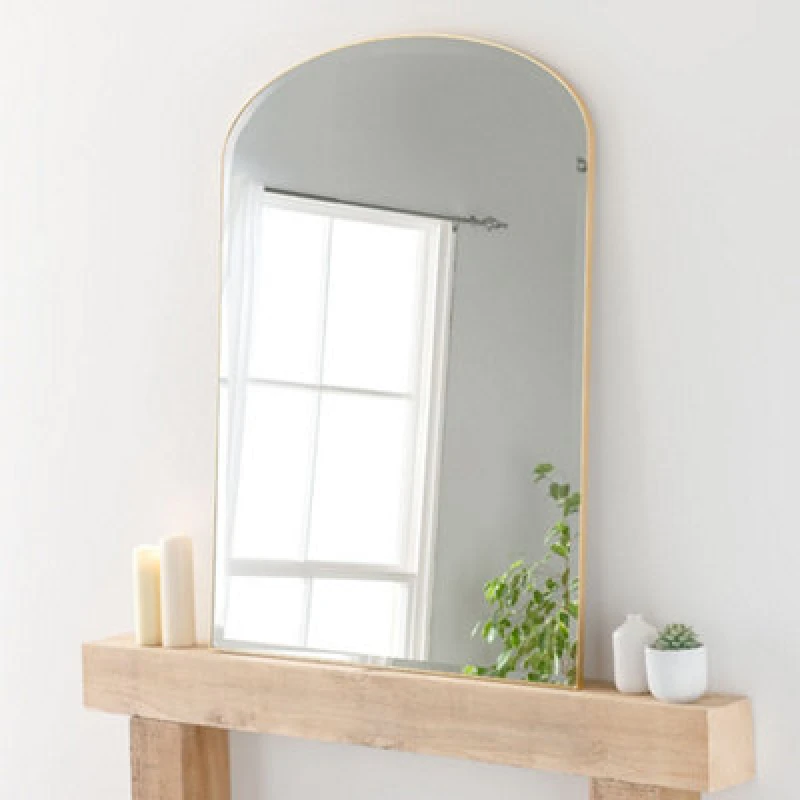 Image of Yearn Mirrors Yearn Mirrors Yearn Simplicity Mantle Mirror Bevelled 92(w) x 121cm(h) Gold in Metallic Gold Metallic Gold One Size Unisex 0756406341130