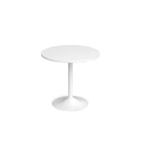 image of Genoa circular dining table with white trumpet base 800mm - white