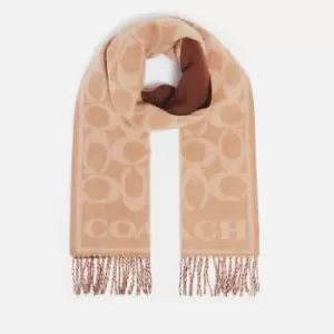 Image of Coach Eve Signature C Reversible Cashmere Muffler - Camel