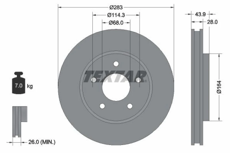 Image of Brake disc TEXTAR 92280103