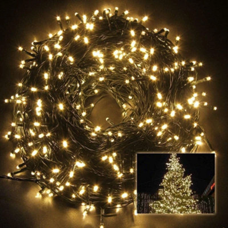 Image of Shatchi 1000 Leds Warm White Fairy String Lights Cool White Green Cable 8 Modes Mains Powered Memory Auto Timer