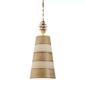 Image of Anemone 1 Light Dome Ceiling Pendant Taupe, Cream, E27
