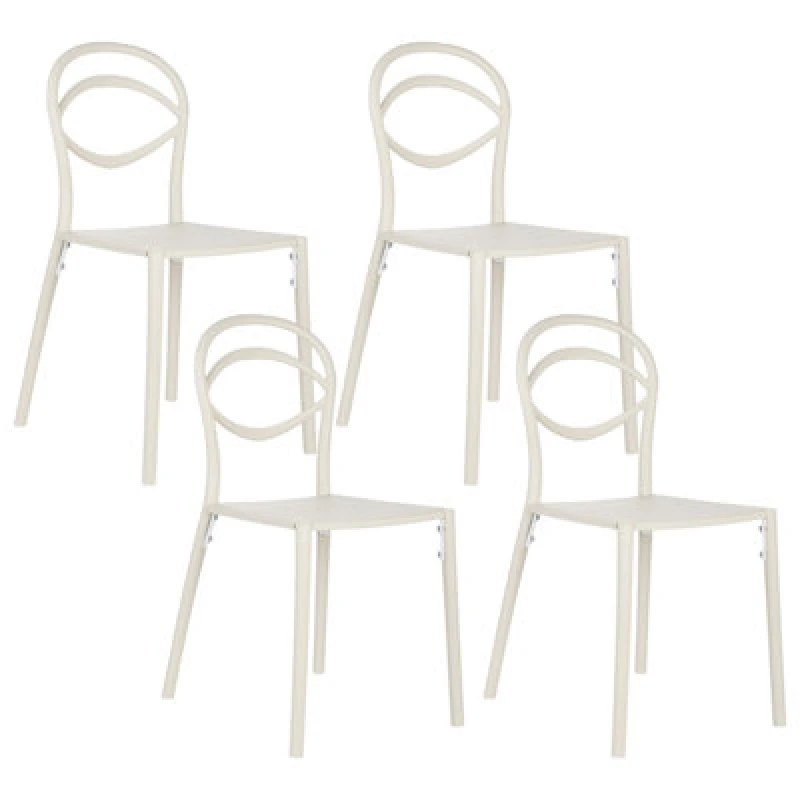 Image of Beliani Set Of 4 Garden Chairs Covolo Off-White