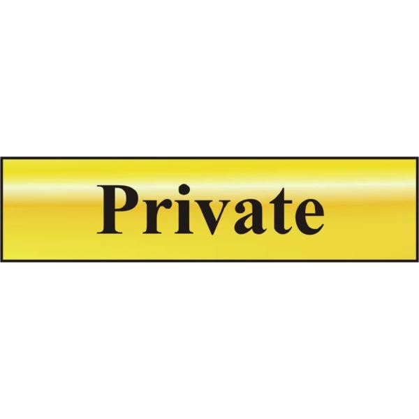 image of ASEC Private 200mm x 50mm Gold Self Adhesive Sign