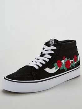 Image of Vans UA Embroidered Sk8 Mid Black Red Size 3 Women