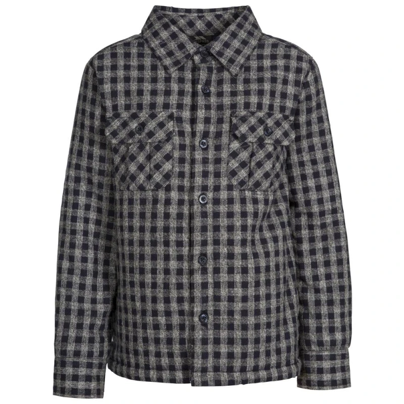 Image of Trespass Average Long Sleeved Gingham Shirt in Navy Size: 3-4 Years Navy Unisex 3-4 Years