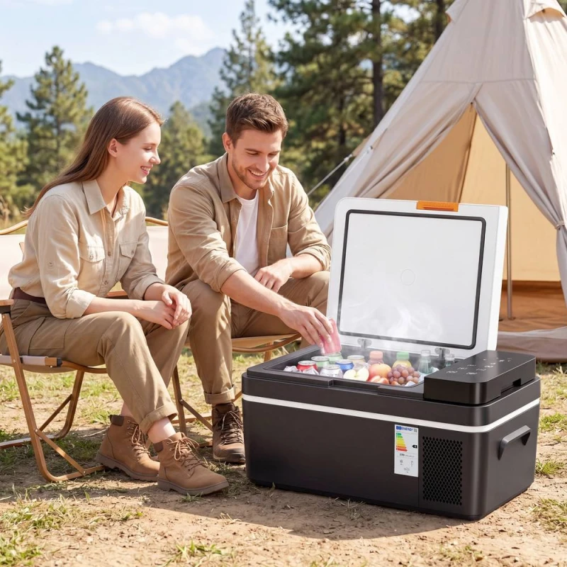 Image of OUTSUNNY 20L Compressor Car Fridge Freezer, Camping Refrigerator, Black Unisex