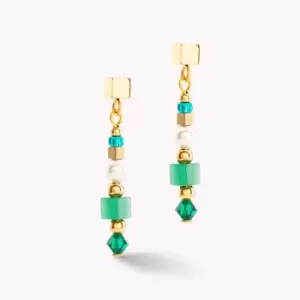 Image of Coeur De Lion Elegance Crystals Earrings Gold Green Crystal Pearls