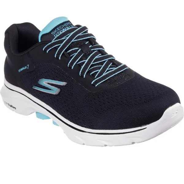Image of Skechers Womens GO WALK 7 Lightweight Cosmic Waves Trainers UK Size 8 (EU 41) Black/Turquoise SKE2252-BKTQ-8