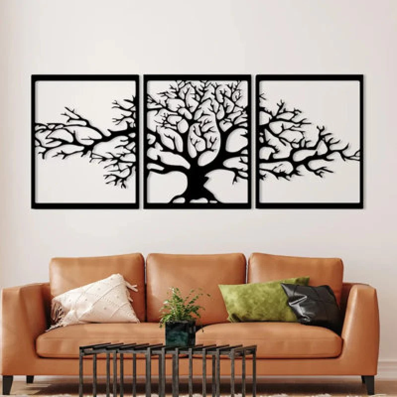 Image of Decortie Tree Of Life 3 Piece Triptych Metal Wall Art Set