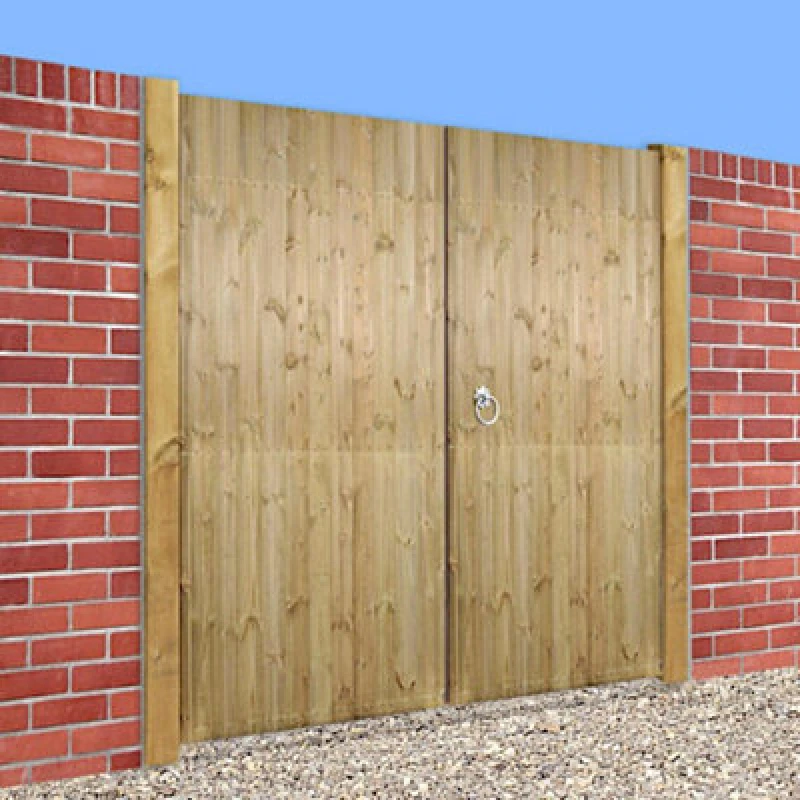 Image of Burbage Iron Craft Carlo Double Driveway Timber Gate 1500mm Wide (59") X 1800mm High (71") Pressure Treated & Tanalised