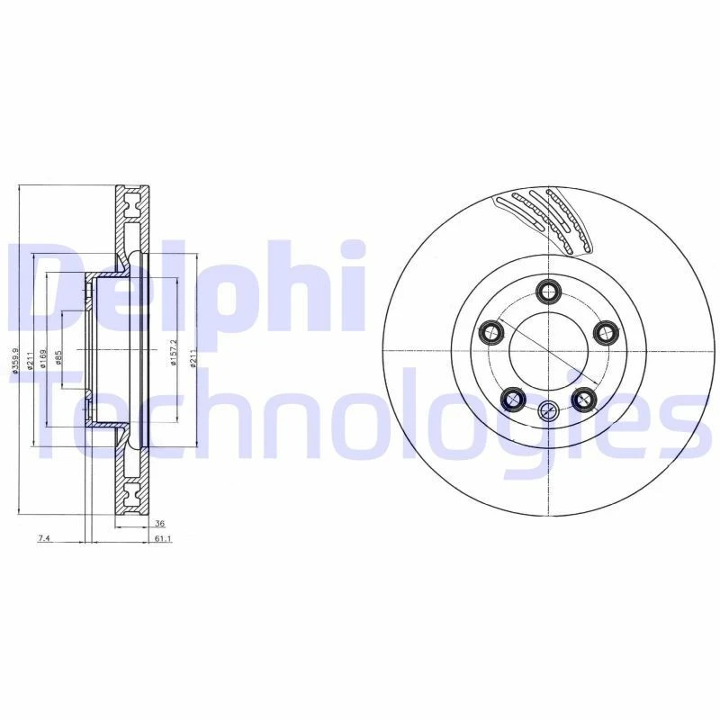 Image of DELPHI Brake disc DELPHI BG9101C