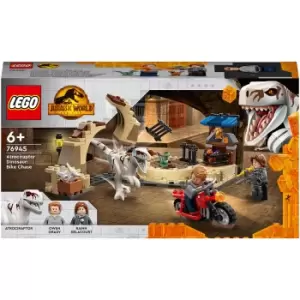 image of LEGO Jurassic World: Atrociraptor Dinosaur Bike Chase Toy (76945)