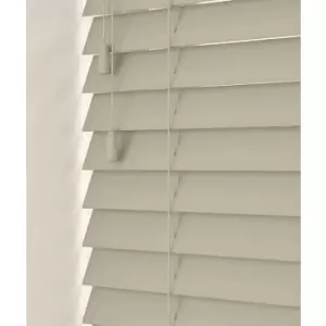 Image of 120cm Taupe Faux Wood Venetian Blind With Strings (50mm Slats) Blind With Strings (50mm Slats)