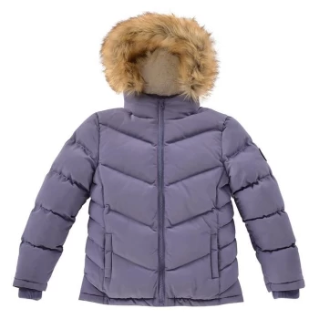 image of SoulCal 2 Zip Bubble Jacket Junior Girls - Purple