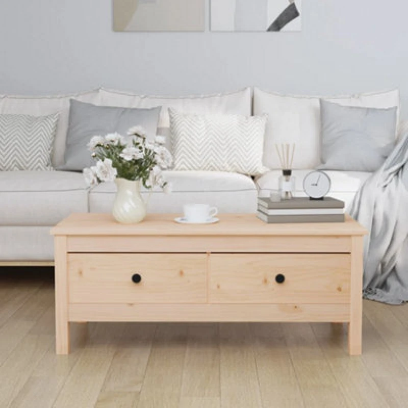 Image of Vidaxl Coffee Table 100X50X40 Cm Solid Wood Pine, Brown 814604