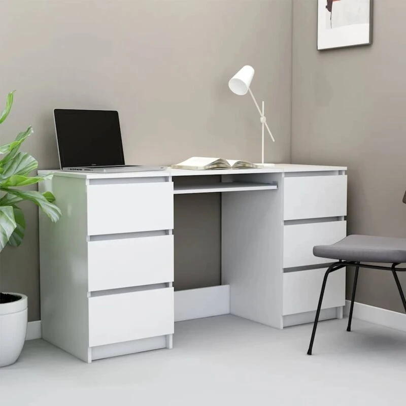 Image of Writing Desk White 140x50x77cm Chipboard