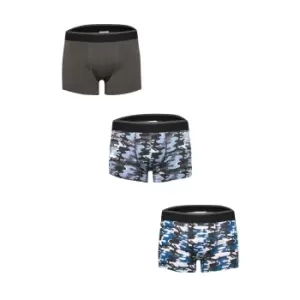 Image of Tom Franks Mens Camo Boxer Shorts (Pack Of 3) (XXL) (Grey Camo)