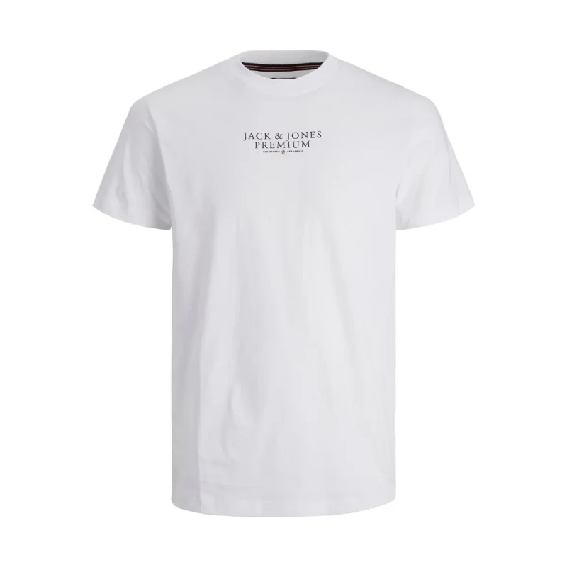 Image of jack & jones Logo Print Cotton T-Shirt with Crew Neck White Men L;XL;XXL