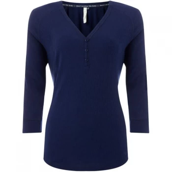 Maison De Nimes Rib Henley ls top - Navy