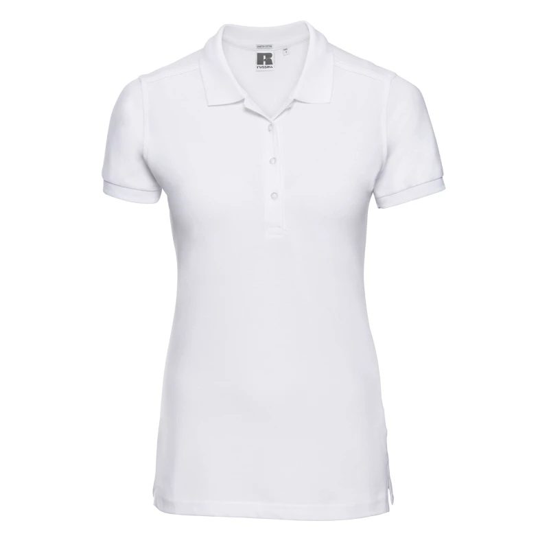 Image of Russell Pique Stretch Polo Shirt White male