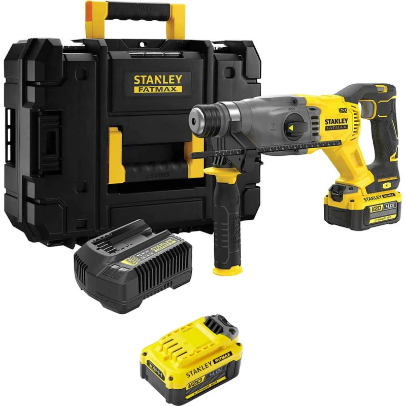 Image of Stanley Fatmax V20 SFMCH900 18v Cordless SDS Plus Drill SFMCH900M22 Batteries: 2 x 4ah Li-ion